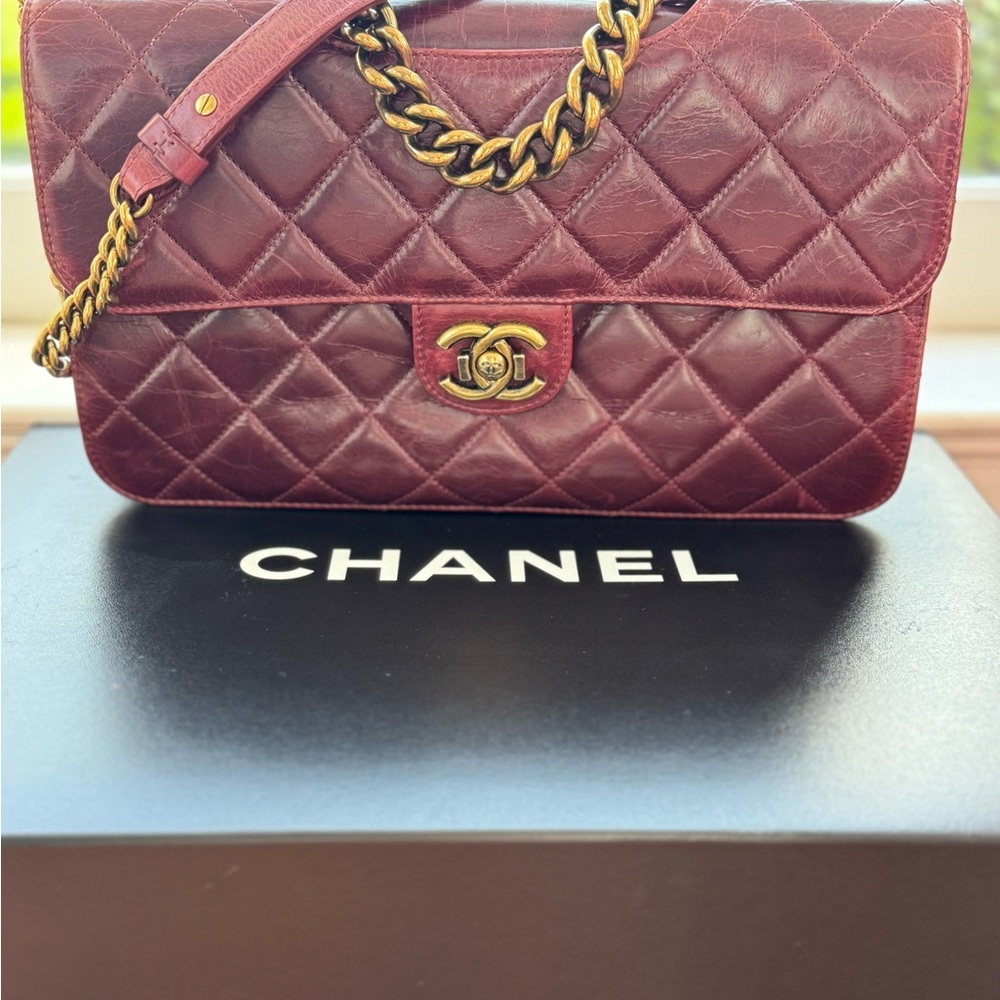 CHANEL Quilted Burgundy Shoulder Bag